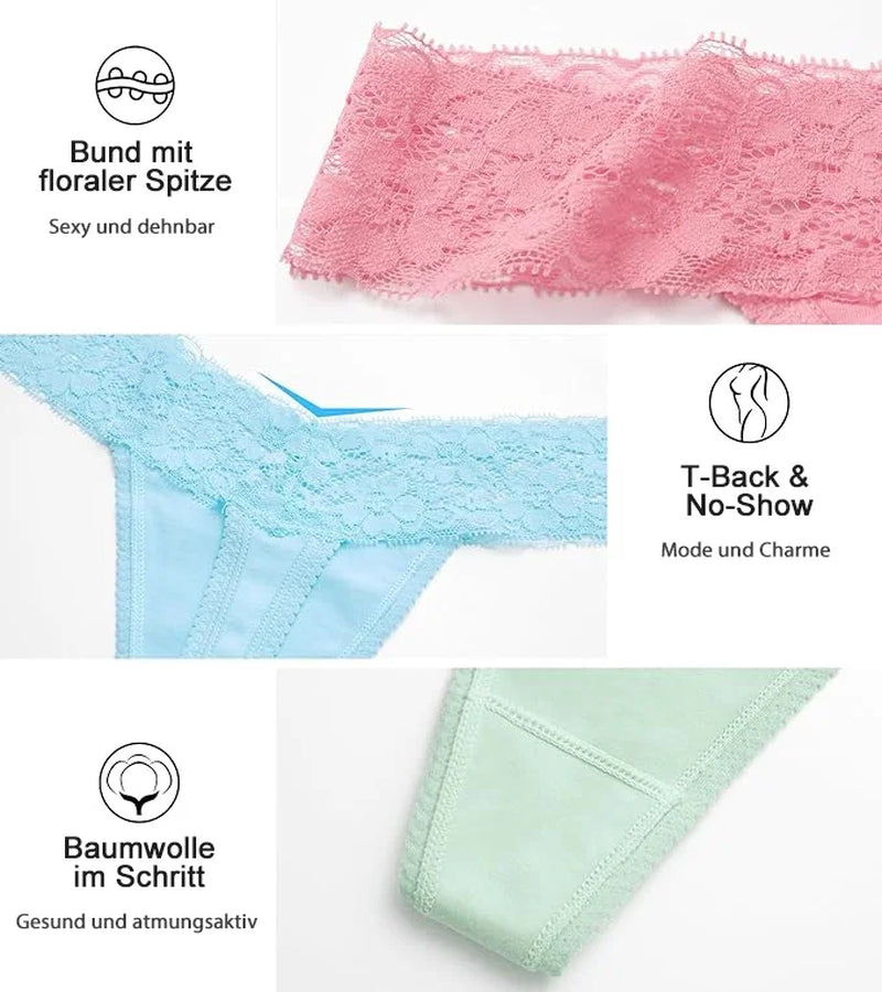 Lace Thongs for Women, 20-Pack Low Rise No Show Stay-Put Breathable